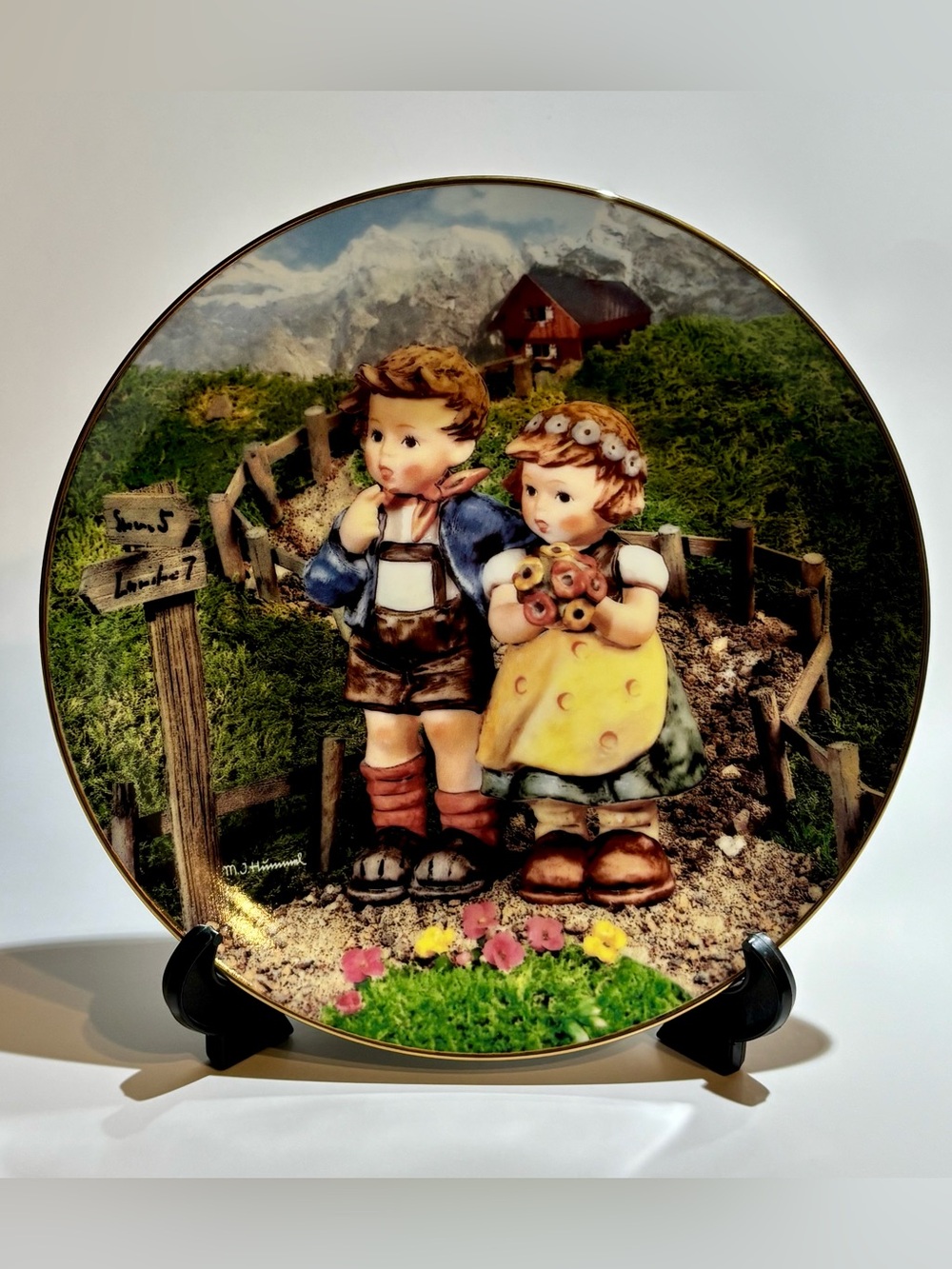 Hummel Country Crossroads Plate 1999 Danbury Mint Little Companions COA